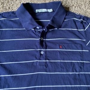 Criquet Golf Polo Shirt Large Blue Stripes